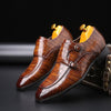 Crocodile Pattern Business Flat Bottom Leather Formal Shoes, Size:41(Brown)