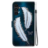 For Samsung Galaxy A15 Crystal Texture Colored Drawing Leather Phone Case(White Butterfly Feathers)