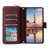 For Samsung Galaxy A35 Nine-card Slots Zipper Wallet Bag Leather Phone Case(Wine Red)