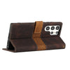 For Samsung Galaxy S23 Ultra 5G Grid Stitching Leather Phone Case with Lanyard(Brown)