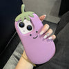 For iPhone 14 Cartoon 3D Eggplant Silicone Phone Case(Purple)