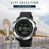 SKMEI 1728 Muslim Worships Watch Multifunctional Reminder Prayer Direction Compatriots Watch, Style:Steel Circle Edition(Black Black Machine)