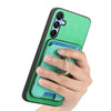 For Samsung Galaxy A15 Retro Cross Leather Ring Vertical Insert Card Bag MagSafe Phone Case(Green)