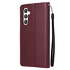 For Samsung Galaxy S25+ 5G 3-Card Slots Multifunctional Leather Phone Case(Wine Red)