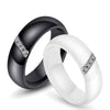 Simple Nano Ceramic Ring Trend Titanium Steel with Zircon Rings, Ring Size:9(White)