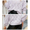 V-neck Sweater Women Autumn and Winter Loose Knitted Bottoming Shirt, Size: M(Blue)