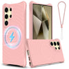 For Samsung Galaxy S25 Ultra 5G Wave Texture MagSafe Magnetic Liquid Silicone Phone Case(Pink)