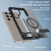 For Samsung Galaxy S23 Ultra 5G Frosted Holder PC Hybrid TPU MagSafe Phone Case(Black)
