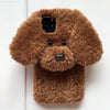 For iPhone 15 Pro Teddy Dog Plush TPU Phone Case(Brown)