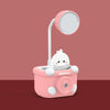 LED Mini Desk Lamp Student Dormitory With Pen Holder Sharpen Pen Desk Lamp USB Night Light(102 Cherry Pink)