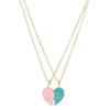BEST FRIEND Love Lockbone Chain Matching Heart Pendant Friendship Card Necklace(Pink Blue)