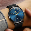 OLEVS 5869 Men Business Waterproof Steel Strap Quartz Watch(Blue + Black)