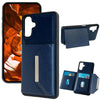 For Samsung Galaxy A56 5G Solid Color Metal Buckle Card Slots Bag Phone Case(Blue)