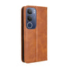 For vivo Y19s 4G Magnetic Buckle Retro Texture Leather Phone Case(Brown)