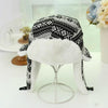 Autumn and Winter Women Snowflake Pattern Thick Warm Ear Protected Cap Flight Hats(Black)