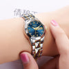 JIN SHI DUN 8813 Fashion Waterproof Luminous Automatic Mechanical Watch, Style:Women(Silver Gold Blue)