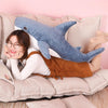 Plush Stuffed Toy Shark Kids Toys Boys Girls Animal Reading Pillow for Birthday Gifts, Height:100cm(Blue)