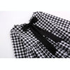 Autumn Girl Cotton Lattice Bow-knot Tie Long Sleeve Dress, Kid Size:150cm(Black and White Lattice)