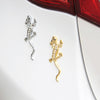 Zinc Alloy Rhinestone Gecko Metal 3D Car Sticker(Gold)