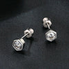 S925 Sterling Silver Plated With Platinum Shining Moissanite Hexagonal Earrings(MSE063)