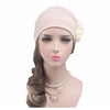 Flower Wrinkled Pull-over Confinement Chemotherapy Cap, Size:One  Size(Navy Blue)