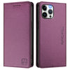 For iPhone 12 / 12 Pro RC01 Dual-Folded Magnetic Suction RFID Leather Phone Case(Violet)