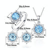 3 PCS/Set Snow Shape Gemstone Jewelry Set For Women, Ring Size:6(Sea Blue)