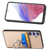 For Samsung Galaxy S25 5G Carbon Fiber Card Wallet Ring Phone Case(Khaki)
