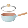 22cm With Cover Boil Instant Noodles Non-Stick Pan Baby Food Supplement Pan Maifan Stone Small Milk Pot(Blue)