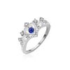 Women Crystal Ring Fashion Love Heart Crown Rhinestone Ring(Blue Diamond)