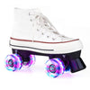 Flash Roller Skates Shoes Adult Children Four-Wheel Canvas Roller Skates Shoes Double Row Roller Skates Shoes, Size: 36(White + Special Bag)