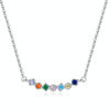 S925 Sterling Silver Colorful Rhombus Zircon Women Nacklace Jewelry