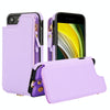 For iPhone SE 2022 / 2020 / 8 Double Flap Zipper RFID Leather Phone Case with Short Lanyard(Light Purple)