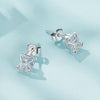 S925 Sterling Silver Platinum-plated Cute Bear Zircon Earrings(SCE1764)