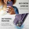 For iPhone 12 Pro Max DG.MING MAGKING-K2 Series MagSafe RFID Card Bag Detachable Phone Case(Purple)