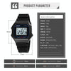 SKMEI 1698 50m Waterproof Multifunctional Sports Square Pin Buckle Luminous Digital Watch(Transparent)