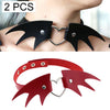 2 PCS European and American Punk Style Fashion Demon Wing Styling Leather Necklace Collar, Random Color Delivery
