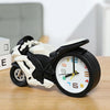 Motorcycle Alarm Clock Ornaments Creative Child Gift Clock(White Motorcycle Racing)