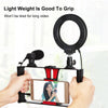 PULUZ 4 in 1 Vlogging Live Broadcast Smartphone Video Rig + 4.7 inch 12cm Ring LED Selfie Light Kits with Microphone + Tripod Mount + Cold Shoe Tripod Head for iPhone, Galaxy, Huawei, Xiaomi, HTC, LG, Google, and Other Smartphones(Red)