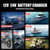FOXSUR 25A 12V/24V Portable High-Power Car Ship Motorcycle Charger(EU Plug)