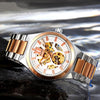 SKMEI 9258 Men Two-color Stainless Steel Strap Automatic Mechanical Watch(Middle Rose Gold Shell Black Surface)