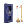 2pcs /Pack Christmas Mixing Spoon Fruit Fork With Pendant Flatware, Style: Elderly (Blue Box)