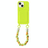 For iPhone 13 Dopamine Card Slot Phone Case with Lanyard(Fluorescent Green)