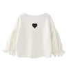 Autumn and Winter Warm Cute Puff Sleeve Top Heart-shaped Embroidered Sweatshirt Girls Tops, Height:90cm(White)