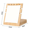 Bamboo Wood L Shape 5 Slot Jewelry Display Stand(White Leather)