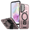 For Samsung Galaxy A35 5G Shield Frame Holder MagSafe Phone Case(Rose Gold)