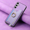 For Samsung Galaxy S25 Ultra 5G Retro Cross Leather Ring Horizontal Insert Card Bag MagSafe Phone Case(Purple)