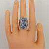 Silver-Plated Rectangle with Blue Crystal Ring for Women(Silver with Diamond, US, Size: 7)