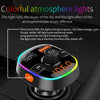 BC52 QC3.0 Fast Charging Car Colorful Atmosphere Light Bluetooth MP3 Player FM Transmitter