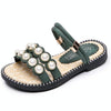 Children Pearl Baby Shoes Girls Shoes Two Wearing A Word Slippers, Size:33(Green)